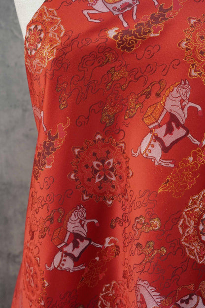 Gold-Thread Song Brocade Jacquard Fabric ��� ���Fortune Arrives with the Horse�"Wide