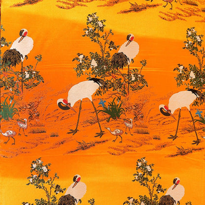 Crane Damask Jacquard Satin Fabric: 29.5"W Rayon Sewing/Upholstery