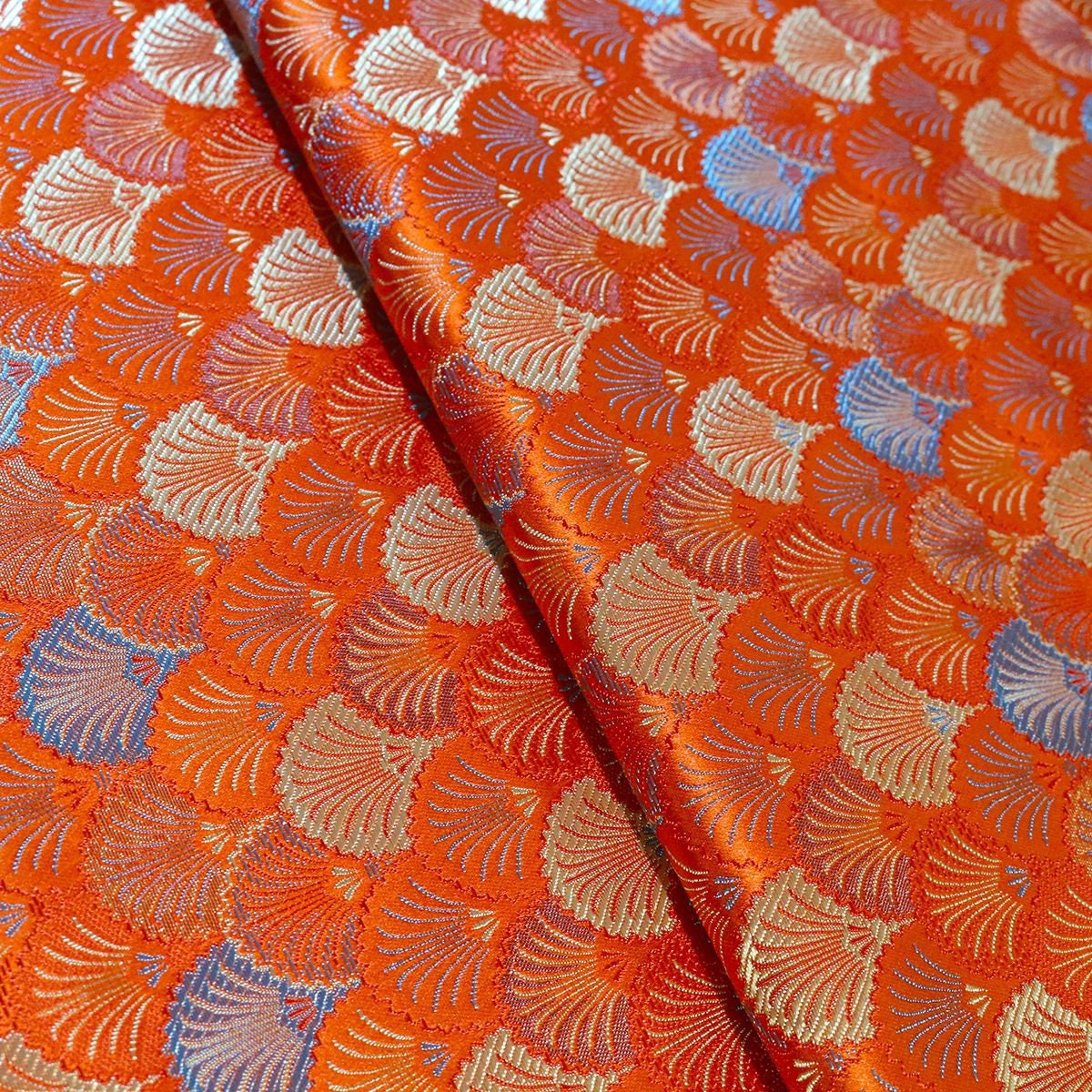 Japanese Shell Kinran Fabric: Rayon Jacquard Brocade (29.5"W)