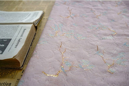 Pink & Gold Jacquard Fabric: 3D Upholstery, Costume, Decor (57"W)