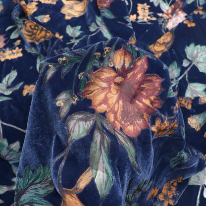 Burnout Floral Velvet Fabric: Viscose Rayon Blend, 55" Wide