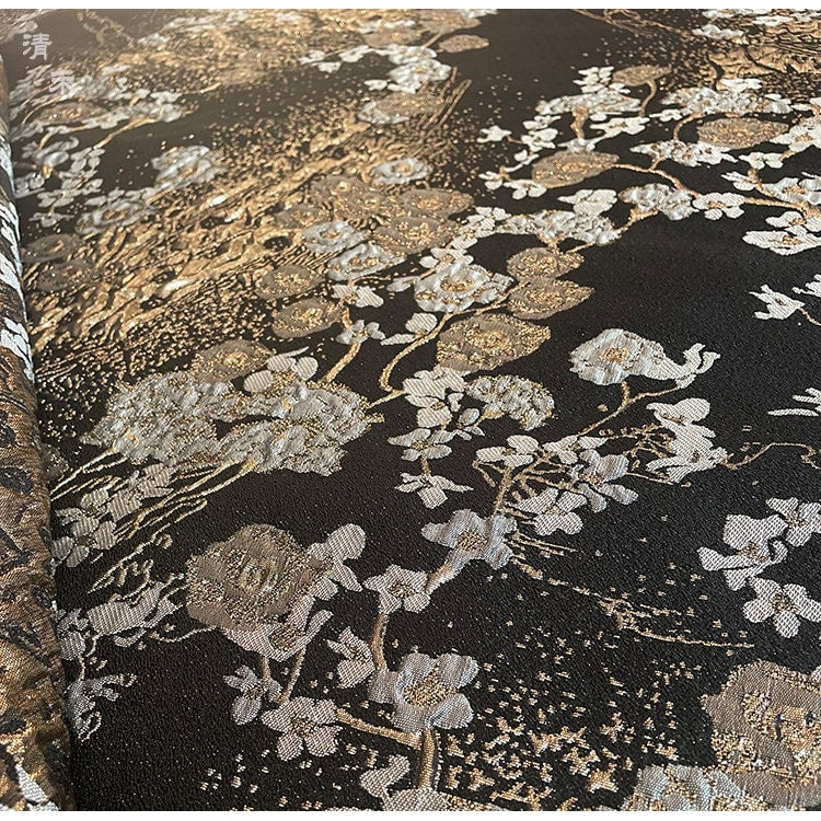Metallic Floral Jacquard Fabric: 57" Wide Cotton Blend