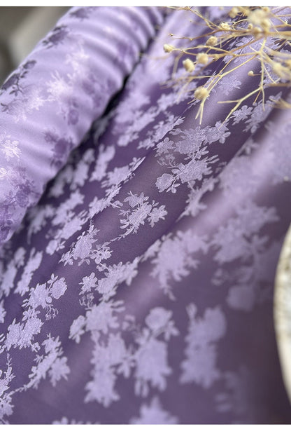 Lilac Peony Damask Fabric: Two-Sided Jacquard Satin, 59" Wide