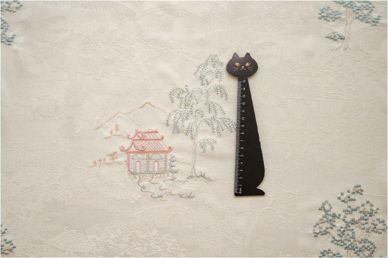 Embroidered Jacquard Fabric: Apricot Ancient Paintings, 59" Wide