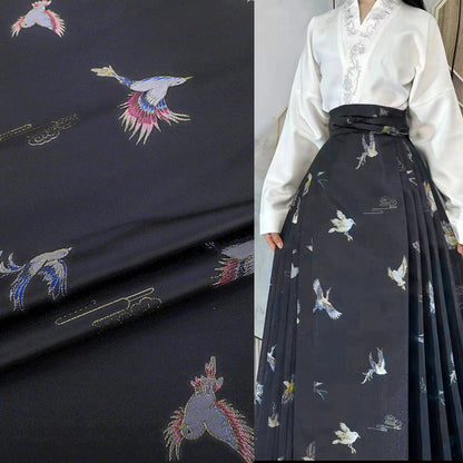 Tissu brocart Oiseau Phénix : tissage japonais Nishijin avec fil d'or (59"L)