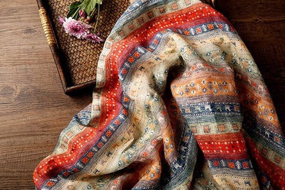Printed Ramie Fabric: Asian Ethnic Style, Upholstery & Costume (57"W)