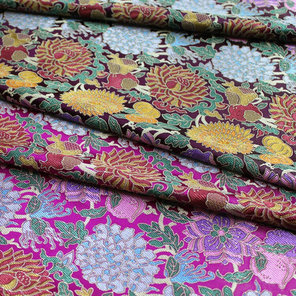 Tissu brocart à motifs floraux : style sino-mongol, pour l’ameublement et la couture, largeur 75 cm (29,5 po).