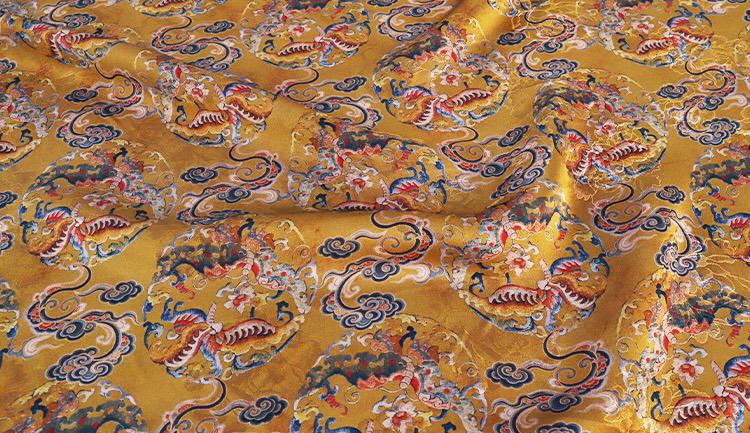Auspicious Clouds & Butterflies Satin Fabric: 59"W Gambiered Canton Gauze