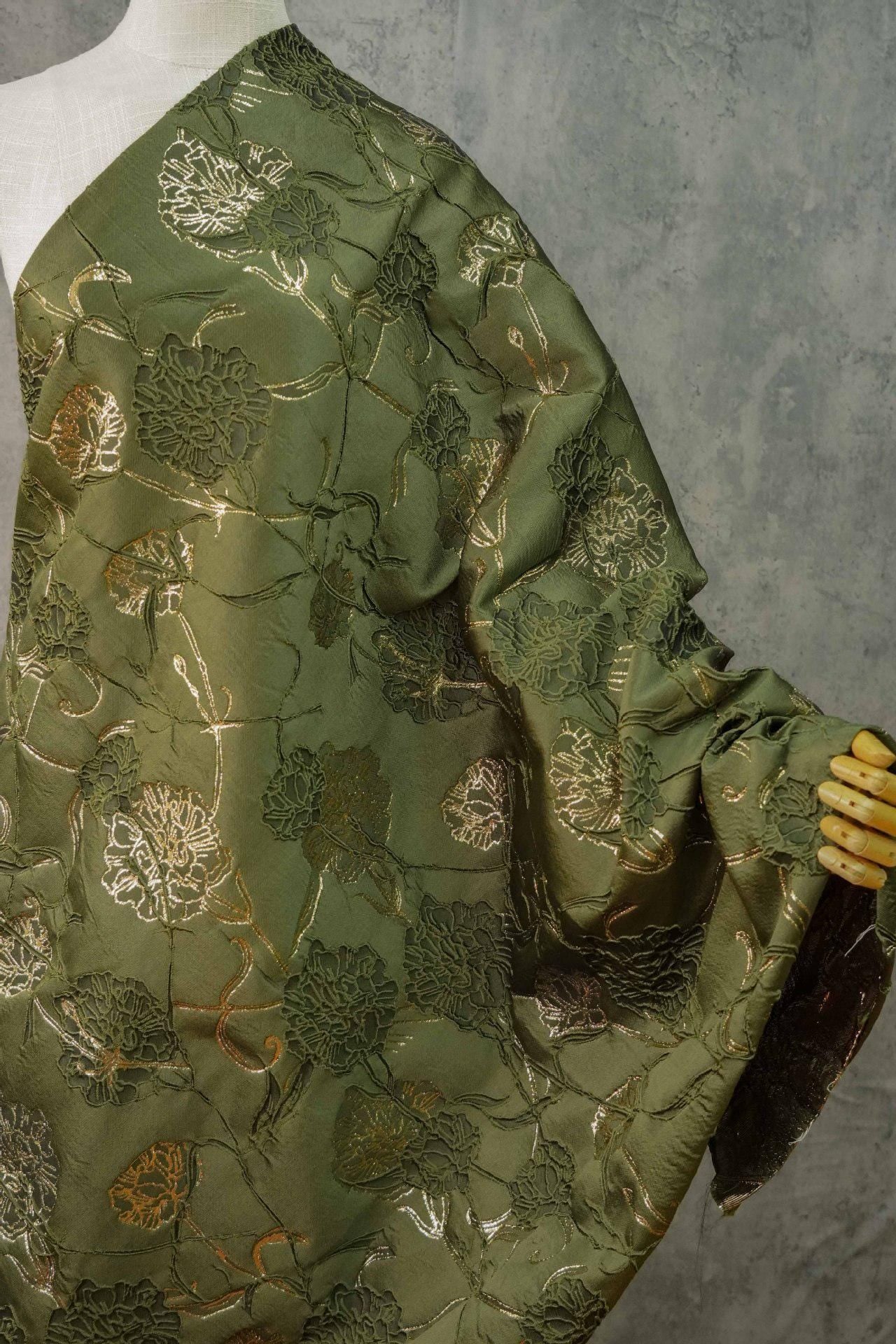 Gold Thread Jacquard Fabric: 3D Floral Upholstery, Costume & Decor
