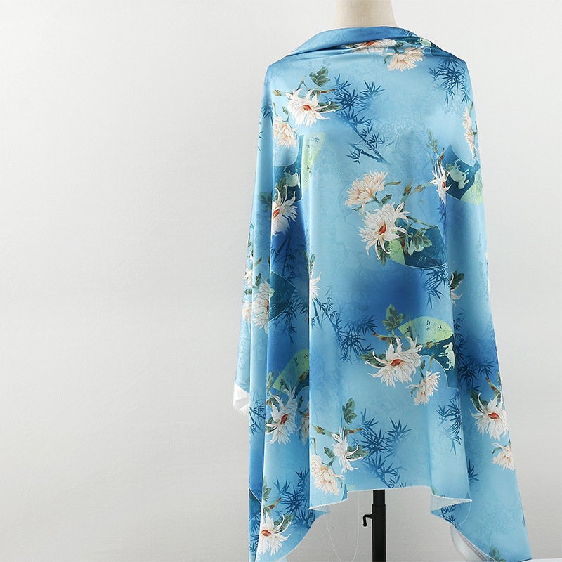 Ancient Pattern Tea Silk Fabric: Rich Texture Satin, 59"W