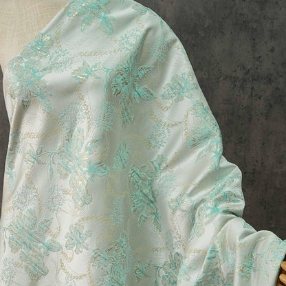 Metallic Brocade Fabric: 58"W Damask Jacquard with Gold Thread