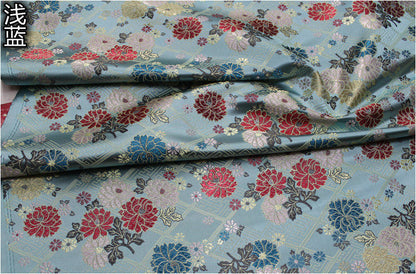 Japanese Floral Jacquard Brocade Fabric: Silk Rayon Blend (29.5" Width)