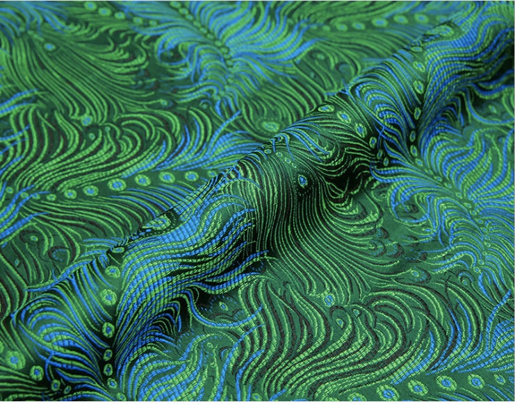 Green Floral Brocade Fabric: 59" Wide Rayon Upholstery Sewing Fabric