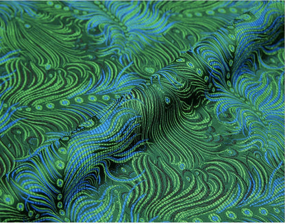 Green Floral Brocade Fabric: 59" Wide Rayon Upholstery Sewing Fabric