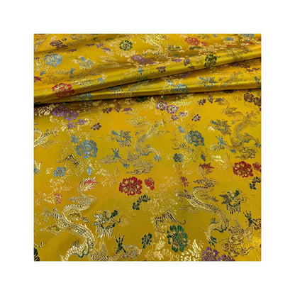 Gold Dragon Silk Brocade Fabric: Wedding Damask, Costume, Decor