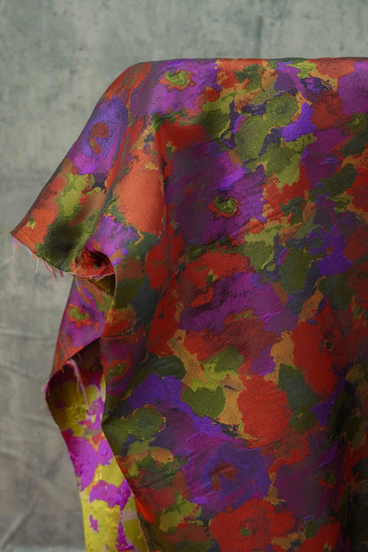 Floral Jacquard Fabric: Oil Painting Style, 59" Wide - By The Meter