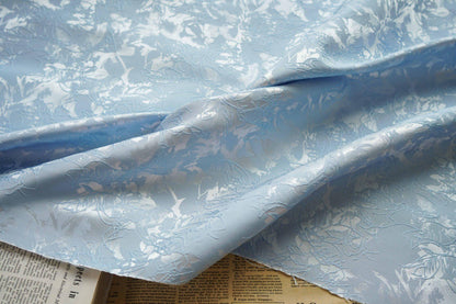 Embossed Jacquard Fabric: 3D Texture, Silver Thread Blend - 55" Wide
