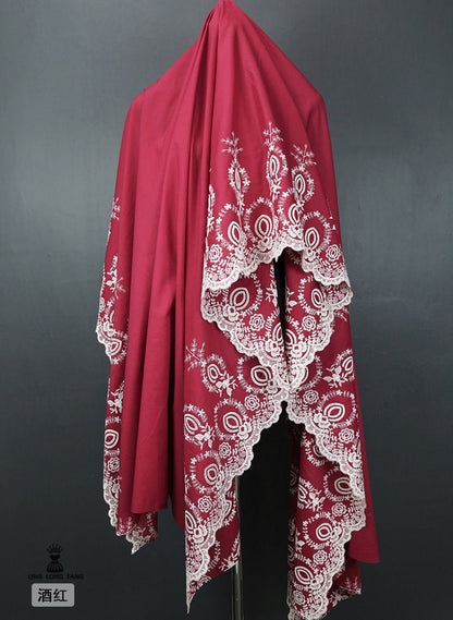 Floral Embroidery Cotton Fabric: Bilateral Lace Edge, 50" Wide