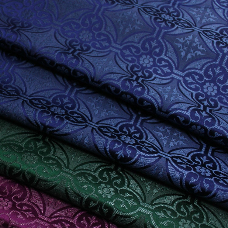 Plaid Brocade Fabric: Traditional Mongolian Robe Jacquard (29.5" W)