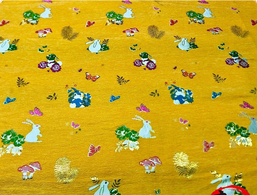 Rabbit Chenille Jacquard Fabric: 59"W Brocade Upholstery, Quilting, Sewing - Poppylollipop