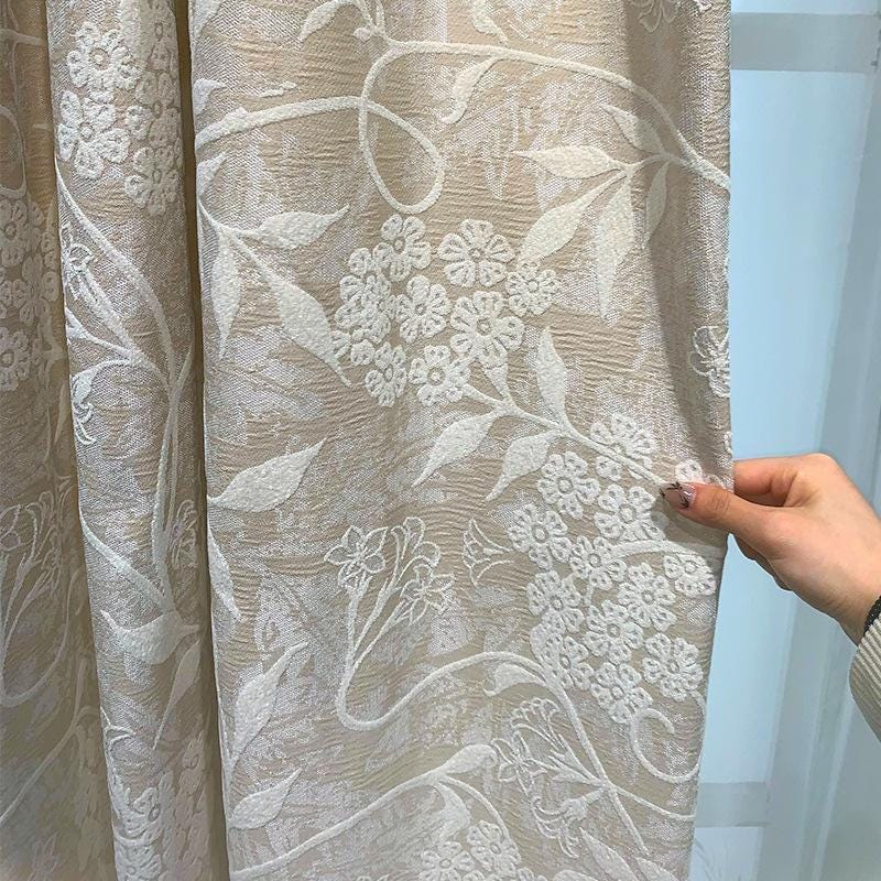 Luxury Blue Chenille Jacquard Curtain Fabric ��� High Blackout Drapery Material, 114��� Height, Sold by the Meter, Cont