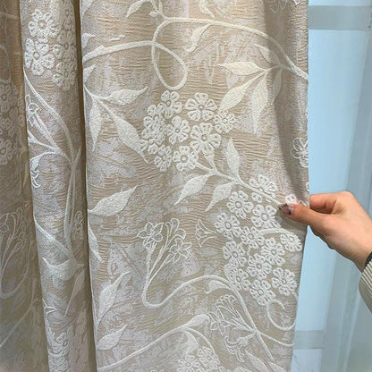 Luxury Blue Chenille Jacquard Curtain Fabric ��� High Blackout Drapery Material, 114��� Height, Sold by the Meter, Cont