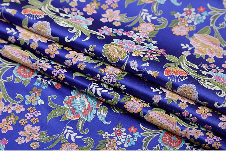 Floral Silk Brocade Fabric: 29.5" Wide, Sewing & Upholstery By The Meter