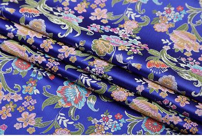 Floral Silk Brocade Fabric: 29.5" Wide, Sewing & Upholstery By The Meter