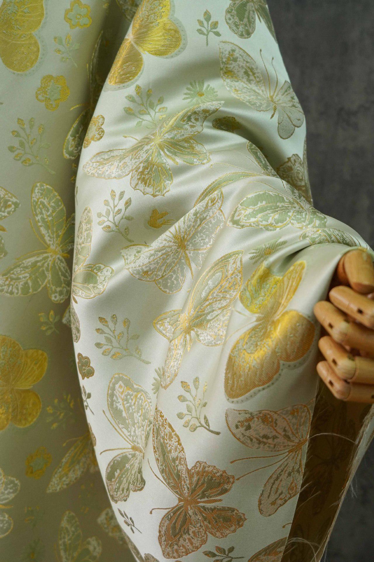 Gold Butterfly Brocade Fabric: Nishijin Kimono Style, 60" Wide