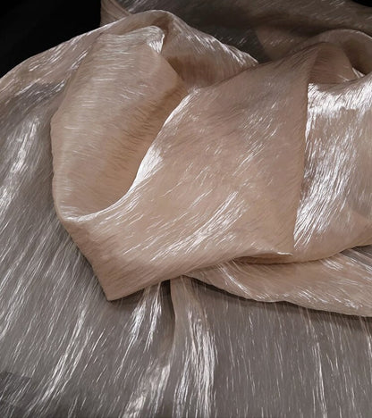Glitter Organza Fabric: Hand-Ruffled Textured Apparel, 48" Width