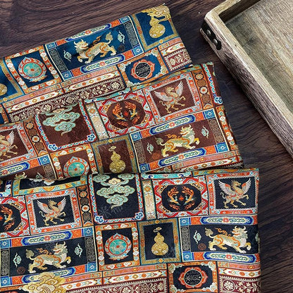 Dunhuang Style Silk Chiffon Fabric ��� Oriental Jacquard Texti" Wide