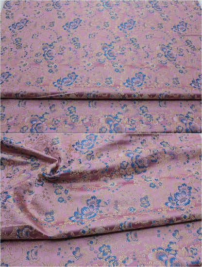 Cherry Blossom Jacquard Brocade Fabric: 29.5" Wide Silk Rayon Blend