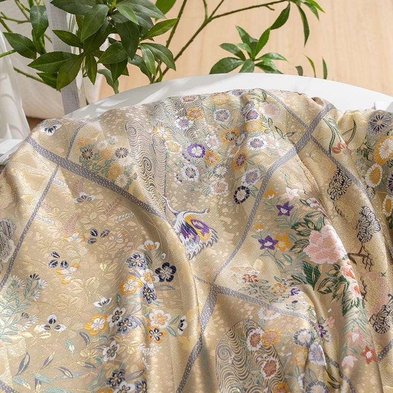 Nishijin Weaving Fabric: Japanese Style Silk Rayon Blend - 59"W - Poppylollipop
