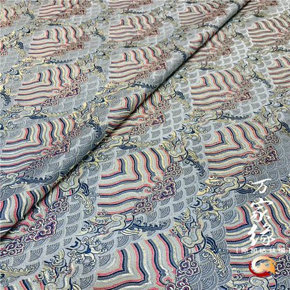 Wave Silk Brocade Fabric: Jacquard Damask, Upholstery & Costume (29.5"W)