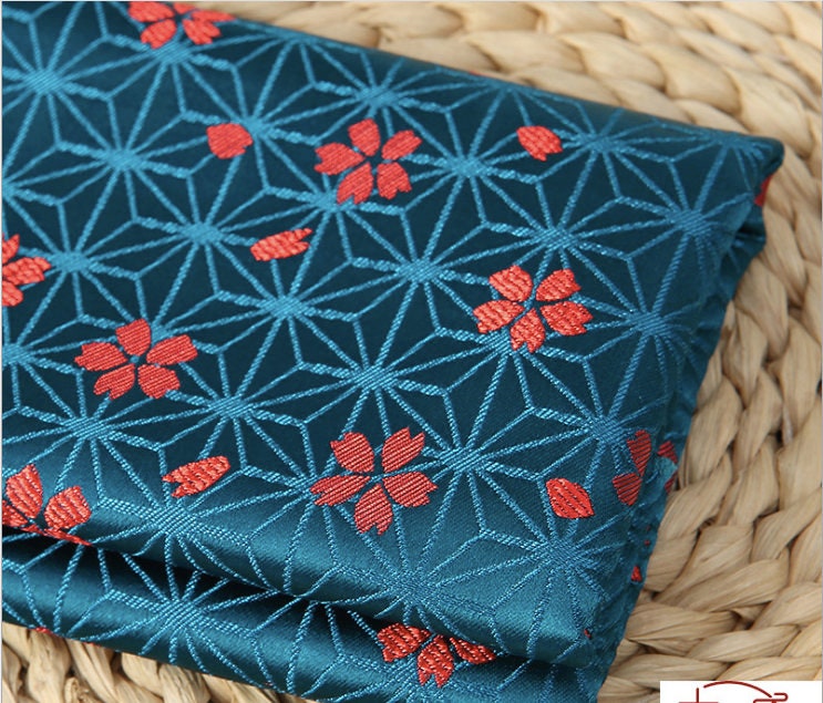 Tissu brocart jacquard Sakura : mélange de soie de style japonais (largeur : 75 cm)