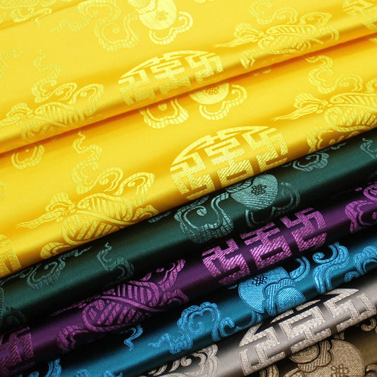 Chinese Brocade Fabric: Jacquard Silk Rayon Blend, Mongolian Gown Fabric
