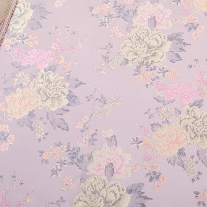 Tissu brocart pivoine : mélange de soie à motif floral rose doré, 140 cm de large