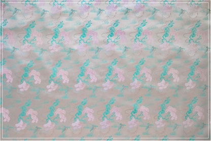 Beige Song Brocade Fabric: Wishful Crane Pattern Silk Rayon