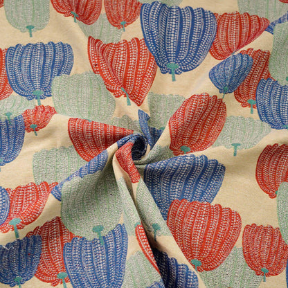Floral Jacquard Fabric: Thick Slub Cotton Blend, 59" Wide