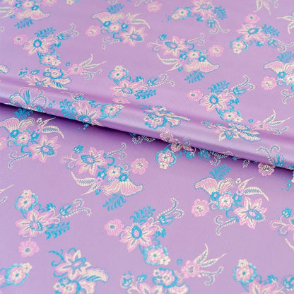 Lilac Silk Brocade Fabric: Floral Jacquard, Cheongsam Sewing Material