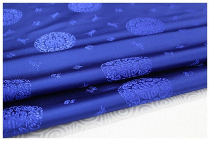 Floral Brocade Jacquard Satin Fabric with Chinese Fu Symbol