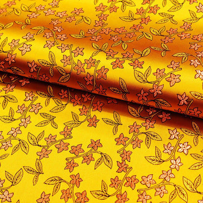 Floral Silk Brocade Fabric: Golden Bud Wedding Material, 45" Wide