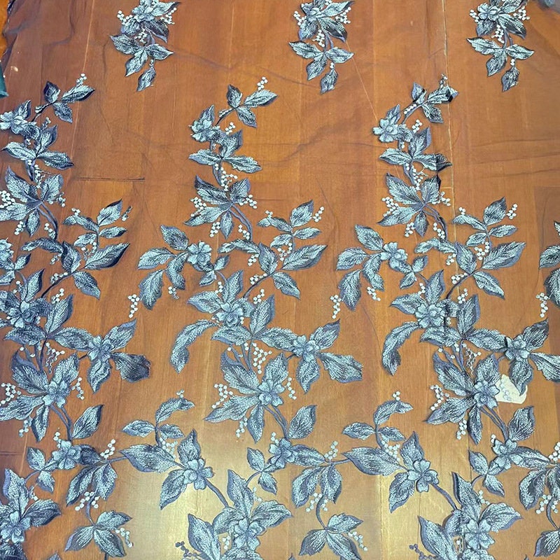 Floral Organza Jacquard Fabric: Gold Thread Dressmaking Material, 57" Wide