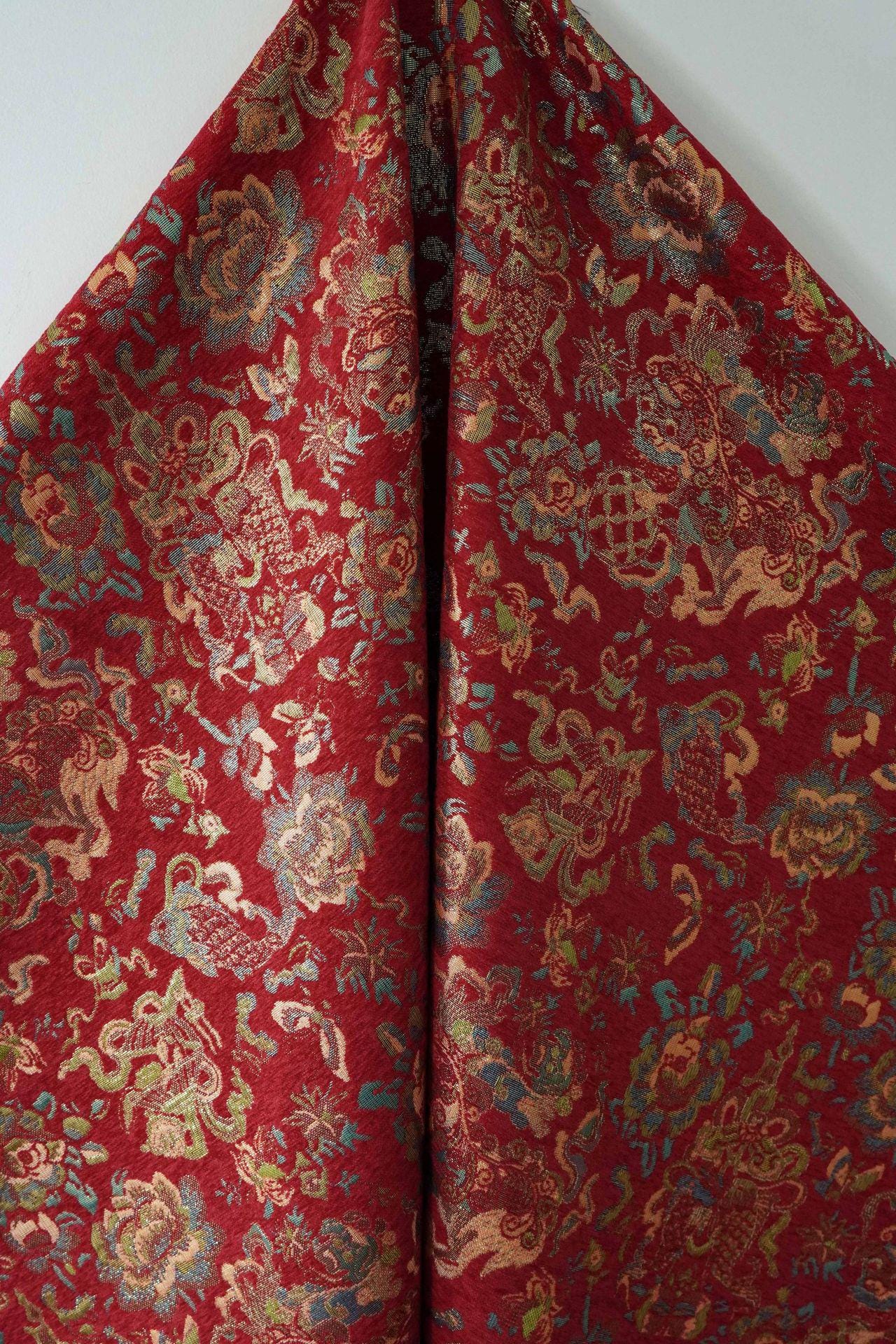 Floral Chenille Brocade Fabric | 55" Wide Chinese Jacquard