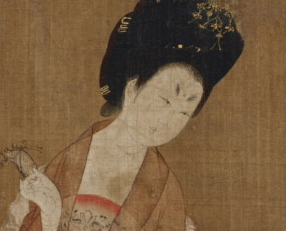 Tang Dynasty Linen Fabric: Ladies with Hairpins Print, 55" Wide