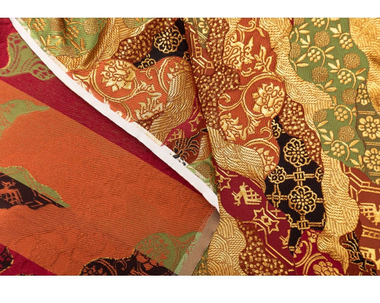 Tissu brocart jacquard à motifs floraux : mélange de soie et de rayonne pour kimono japonais