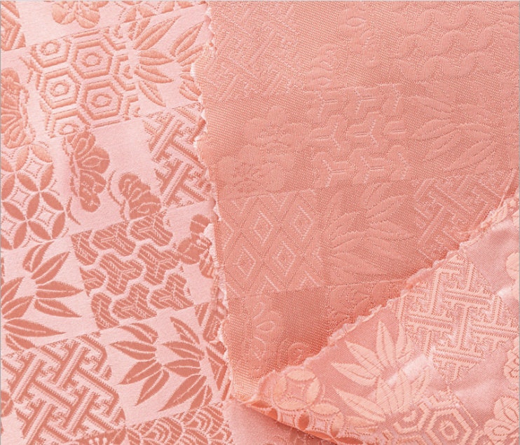Nishijin Ori Jacquard Silk Brocade Fabric: Japanese Plaid, 59" Wide