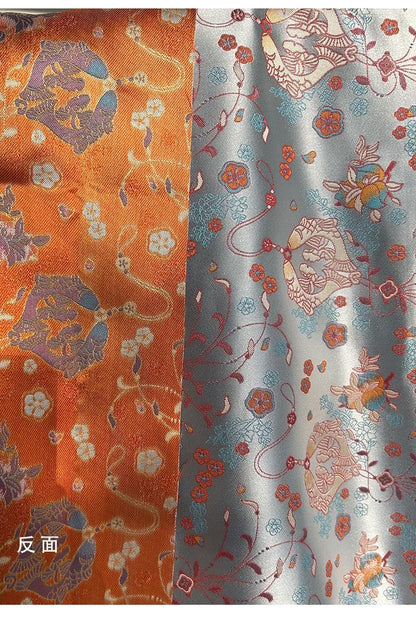 Pisces Fish Silk Brocade Fabric: 58"W Cheongsam Quilting Material