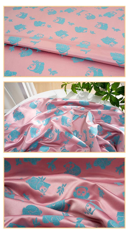Panda and Bamboo Jacquard Satin Fabric ��" Wide, Qipao and Hanfu Material