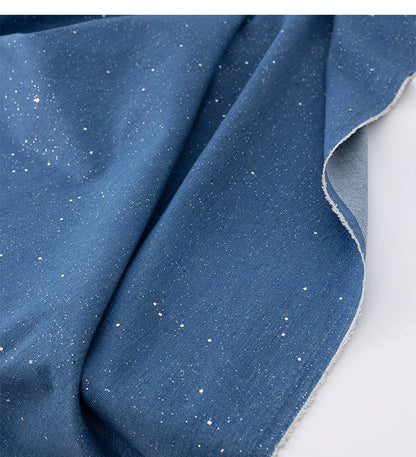 Blue Tie-Dye Denim Fabric ��� Sparkling Sequins, 100% Cott" Wide